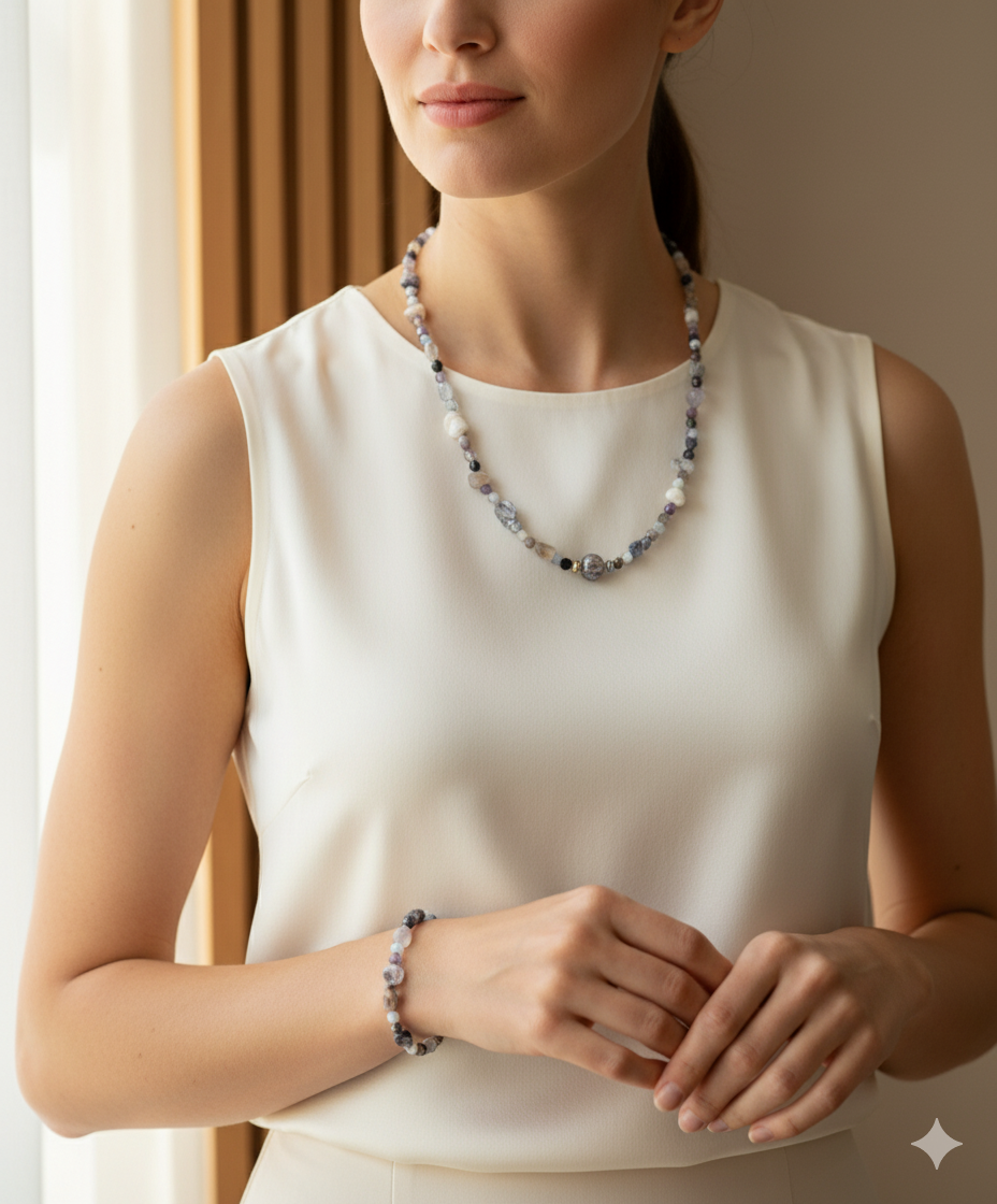 Antistres Doğaltaş Kolye Bileklik Seti