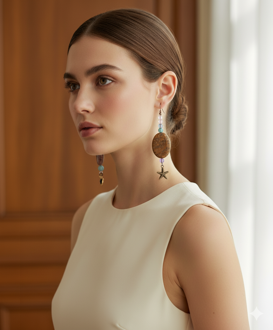 Deniz Yıldızlı Doğaltaş Küpe